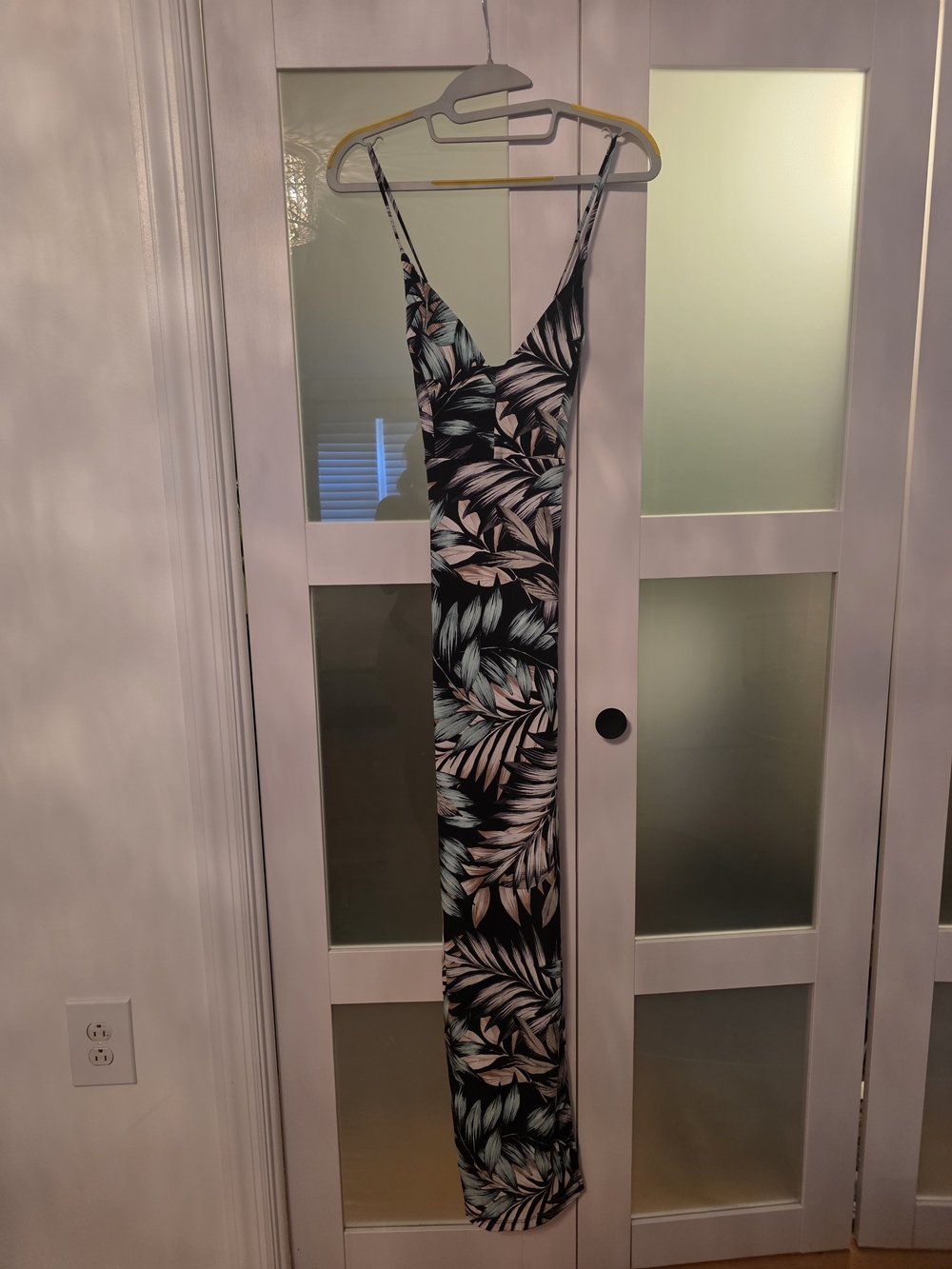 Windsor Black Tropical Leaf Maxi Dress with Mint and Blush
